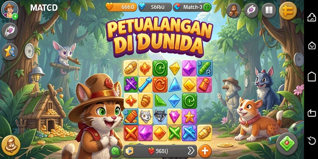 Gameplay <strong>66D</strong> yang mengasyikkan dengan tantangan Match-3.