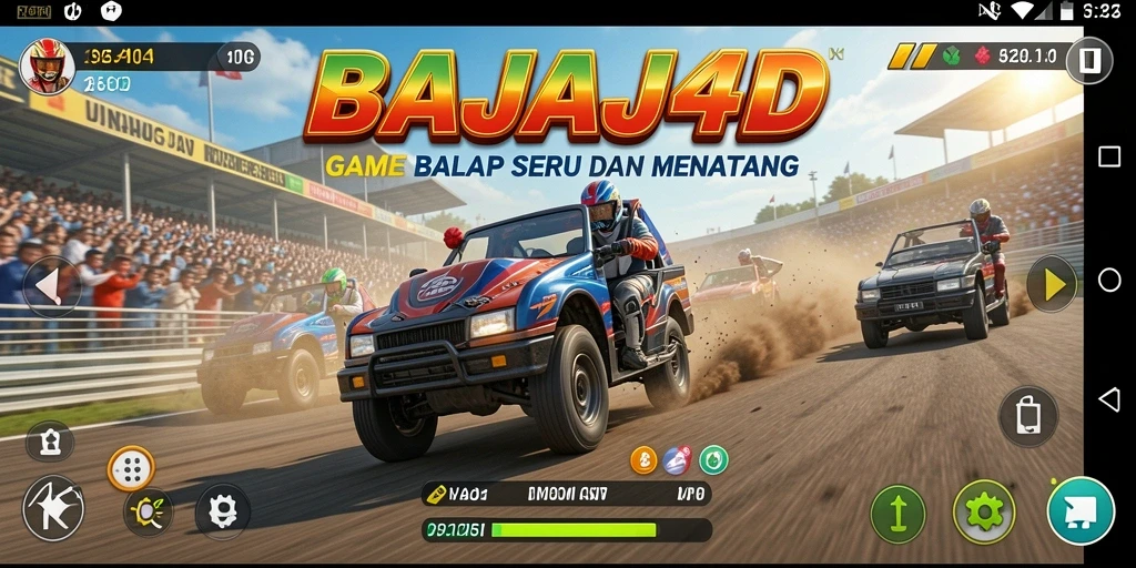 Tampilan gameplay menegangkan di lintasan balap di BAJAJ4D.