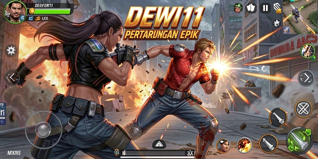 Screenshot gameplay DEWI11 yang menampilkan aksi seru dan karakter yang kuat.
