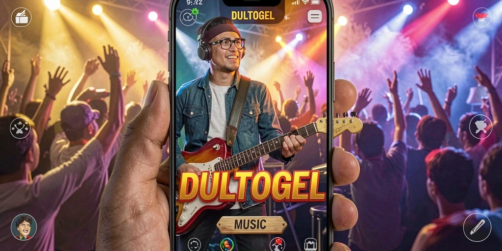 Screenshot gameplay DULTOGEL menampilkan pemain menikmati musik.