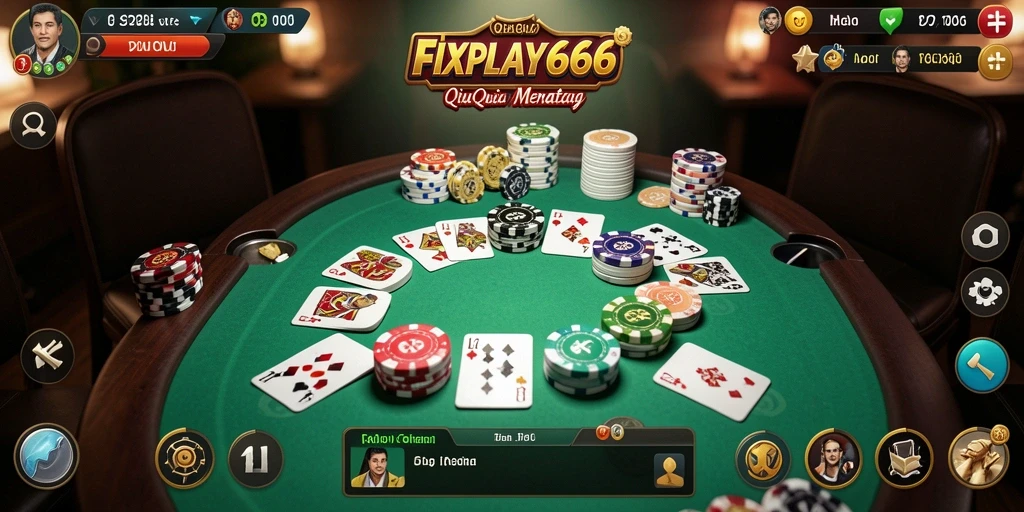 Screenshot gameplay FIXPLAY666 menampilkan pertarungan seru dalam permainan QiuQiu.