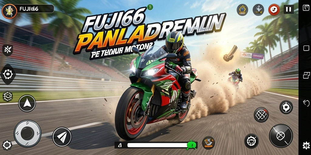 Tampilan gameplay FUJI66 dengan aksi balap motor yang seru.