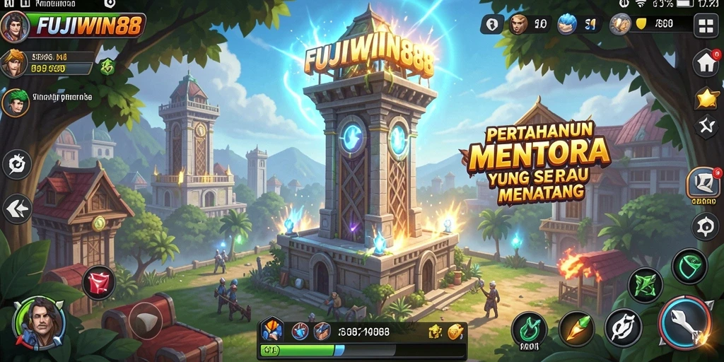 Tampilan gameplay menara pertahanan yang strategis dan seru.
