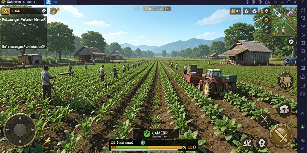 Tampilan gameplay GAMERP yang seru dan menarik dalam bertani.