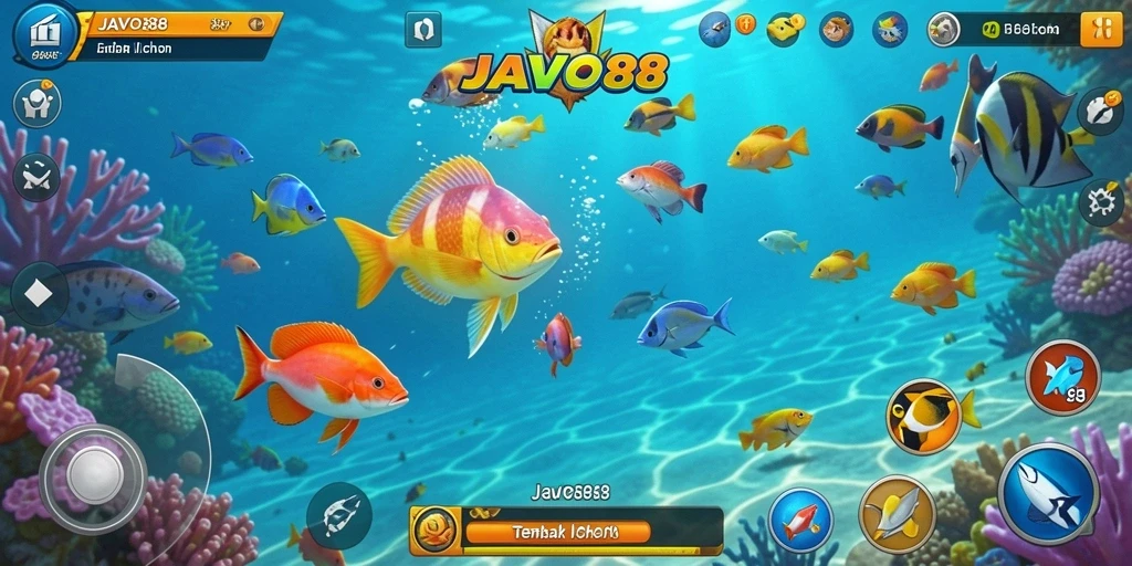 Tampilan gameplay seru di JAVO88 dengan aksi tembak ikan.