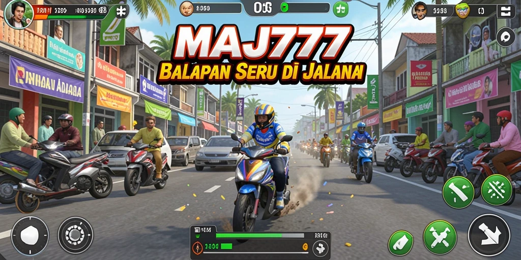 Screenshot gameplay MAJ777 menampilkan aksi balapan yang seru dan mendebarkan.