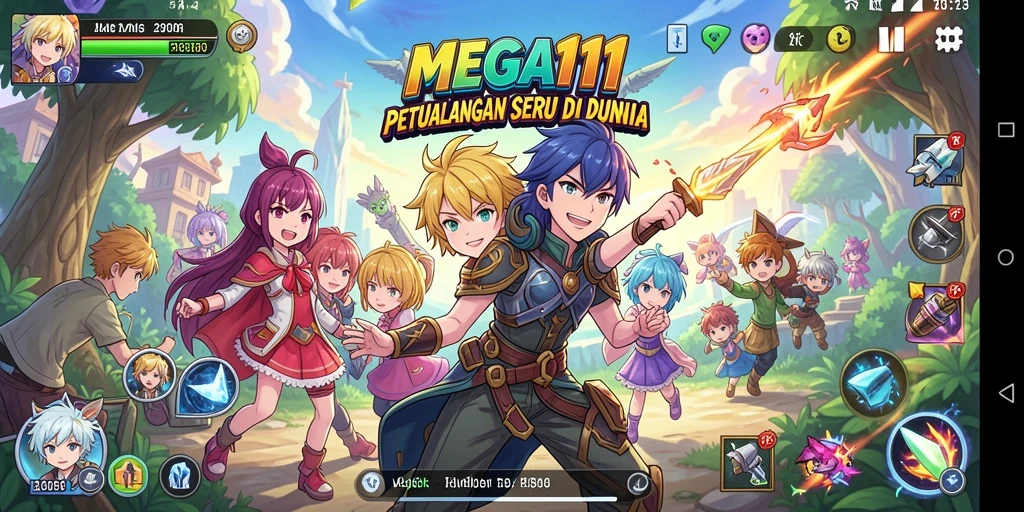 Screenshot game MEGA111 menampilkan petualangan seru di dunia Anime.