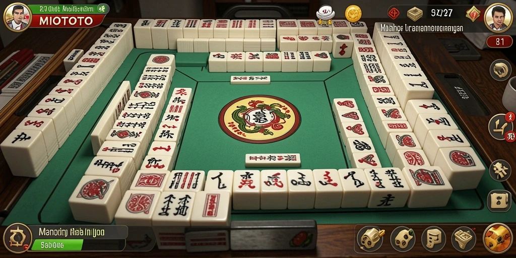 Tampilan gameplay Mahjong MIOTOTO dengan ubin yang menarik.