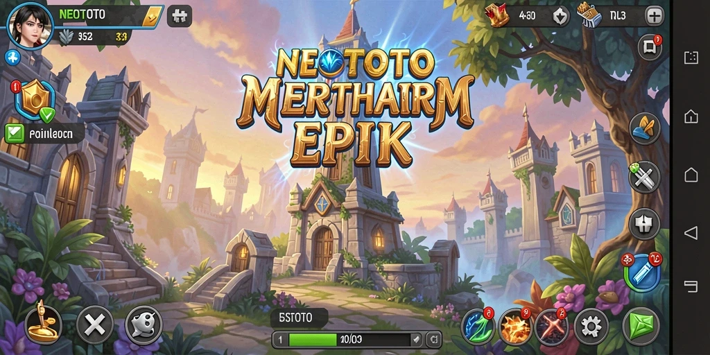 Screenshot gameplay NEOTOTO menampilkan aksi Tower Defense yang intens.