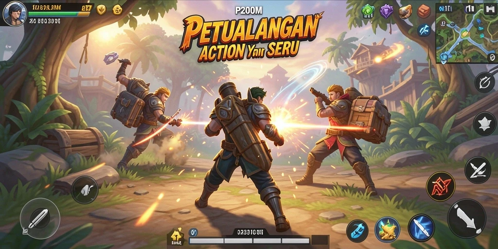 Tampilan gameplay P200M yang mendebarkan dan penuh aksi.
