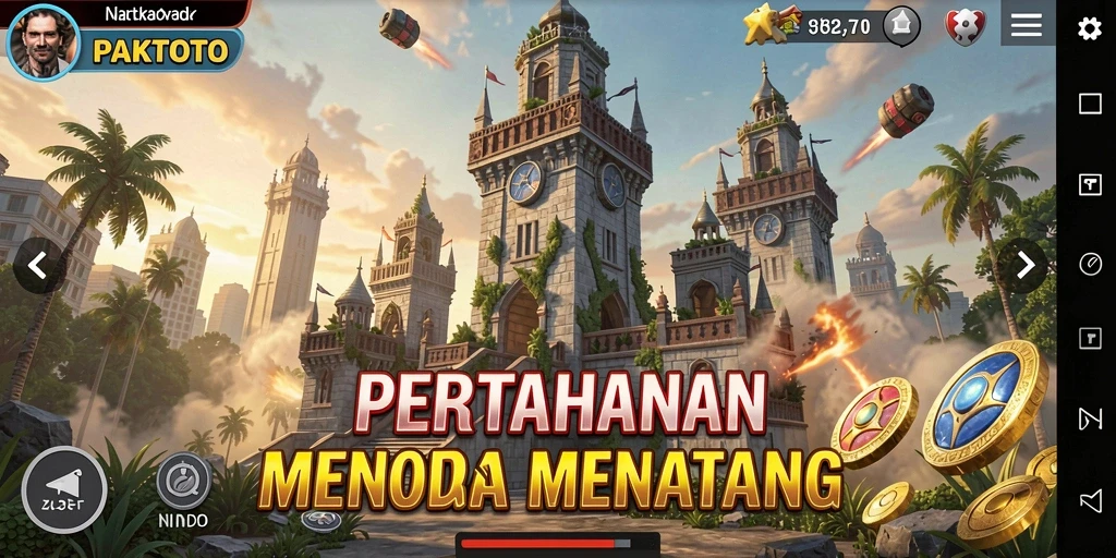 Tangkapan layar menampilkan aksi intens dalam gameplay Tower Defense PAKTOTO.