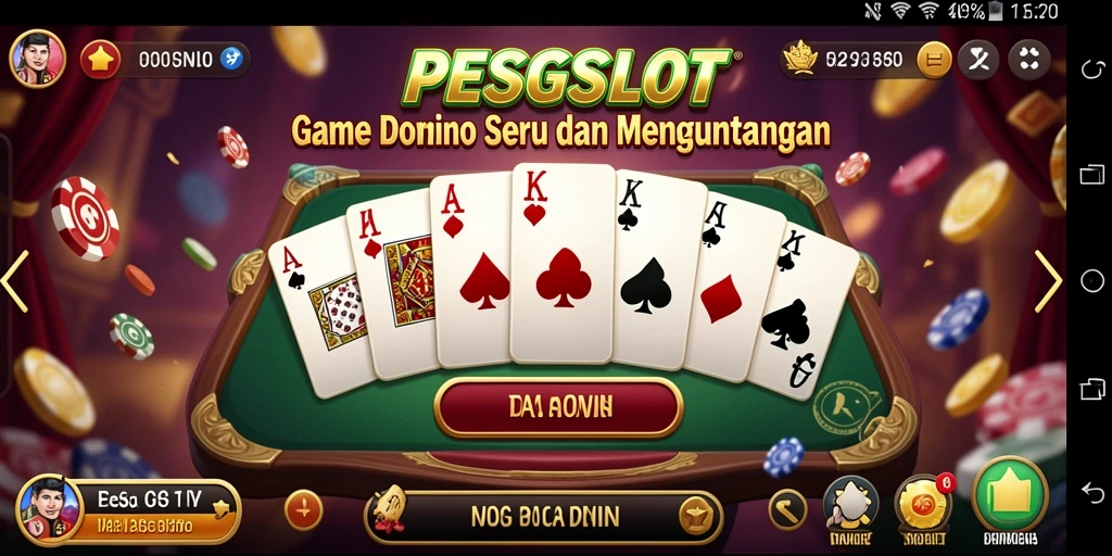 Screenshot utama PESGSLOT menampilkan gameplay seru dalam game Domino.