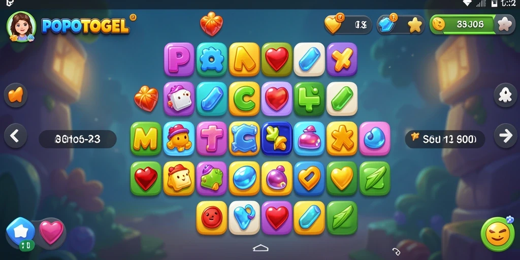 Tampilan gameplay Match-3 yang menawan dalam POPOTOGEL.