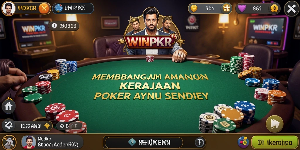 Screenshot gameplay WINPKR menampilkan desain kasino yang megah.