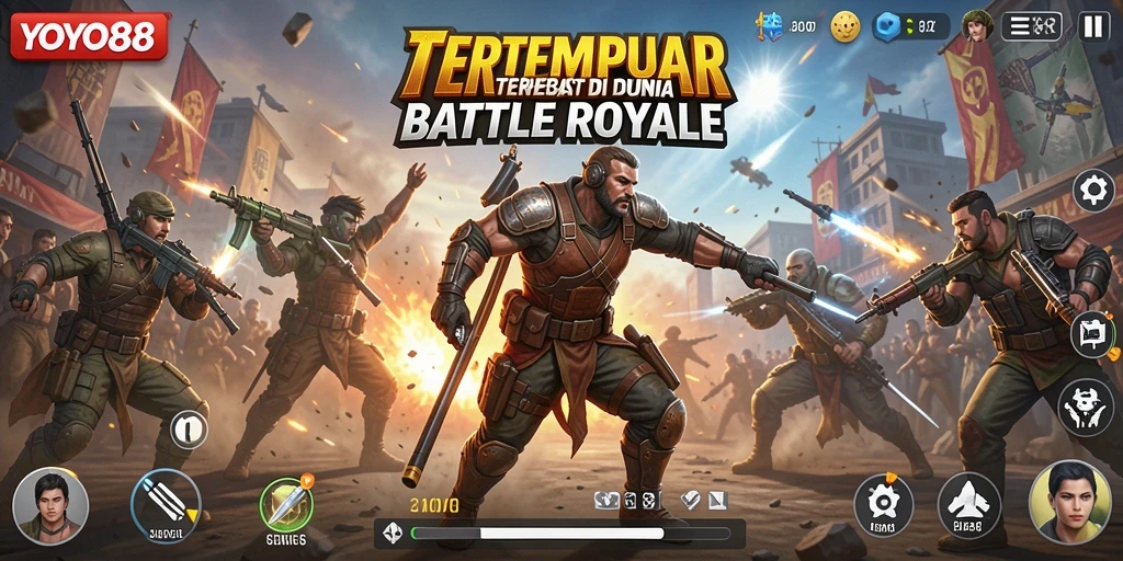 Tangkapan layar gameplay menegangkan dalam YOYO88 Battle Royale.